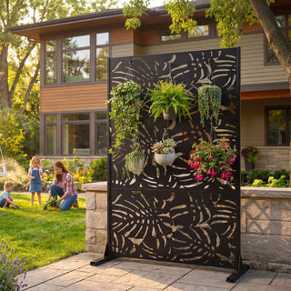 Metal Privacy Screen 3.3FT x 6FT – Freestanding Outdoor/Indoor Decorative Room Divider for Balcony, Patio, Garden