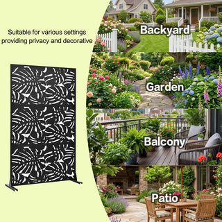 Metal Privacy Screen 3.3FT x 6FT – Freestanding Outdoor/Indoor Decorative Room Divider for Balcony, Patio, Garden