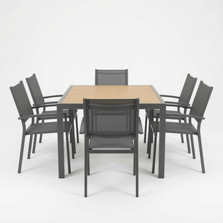 7-Piece 6-Seat Outdoor Patio Dining Set with Aluminum Table & Textilene Chairs