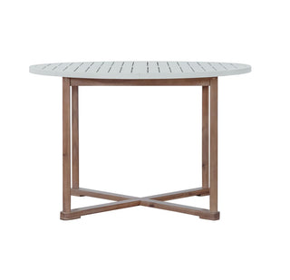 5-Piece Acacia Wood Outdoor Dining Set, Round Slatted Table & 4 Patio Chairs for Garden Pool Lawn Indoor