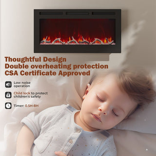 36/42/60/72 Inch 4780 BTU Recessed/Wall-mounted Electric Fireplace