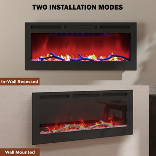 36/42/60/72 Inch 4780 BTU Recessed/Wall-mounted Electric Fireplace