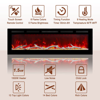 36/42/60/72 Inch 4780 BTU Recessed/Wall-mounted Electric Fireplace