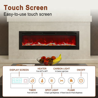 36/42/60/72 Inch 4780 BTU Recessed/Wall-mounted Electric Fireplace
