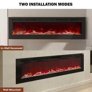 36/42/60/72 Inch 4780 BTU Recessed/Wall-mounted Electric Fireplace