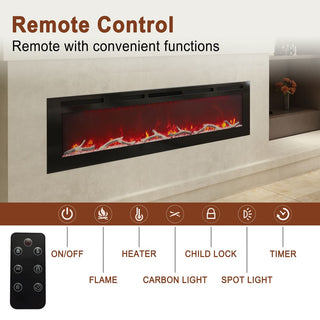 36/42/60/72 Inch 4780 BTU Recessed/Wall-mounted Electric Fireplace