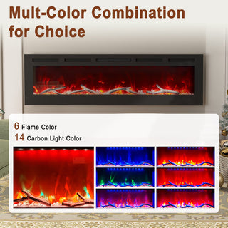 36/42/60/72 Inch 4780 BTU Recessed/Wall-mounted Electric Fireplace