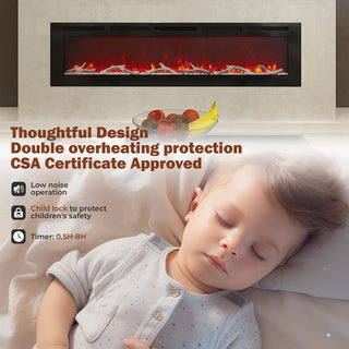 36/42/60/72 Inch 4780 BTU Recessed/Wall-mounted Electric Fireplace