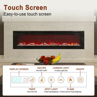 36/42/60/72 Inch 4780 BTU Recessed/Wall-mounted Electric Fireplace