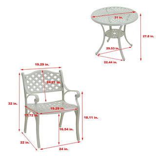 Mondawe 5-Piece Outdoor Cast Aluminum Dining Set with Round Table & 4 Ergonomic Chairs in Bronze/White for Patio & Garden