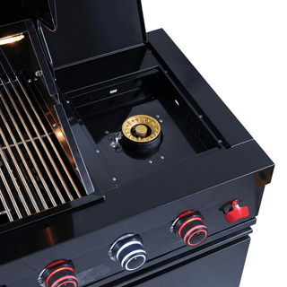 46" Deluxe Outdoor Kitchen Island Gas Grill with 4 Burners, Wine Cooler & Rotisserie – Stainless Steel BBQ Grill with Granite Countertops (72,000 BTU)