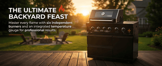 Black Stainless Steel Outdoor Kitchen Island Gas Grill with 4 Burners – Deluxe Backyard BBQ Grill Station