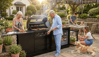4 Burner Outdoor Kitchen Island Gas Grill with Refrigerator, Wine Cooler, Sink & Rotisserie – Stainless Steel BBQ Grill 85,000 BTU