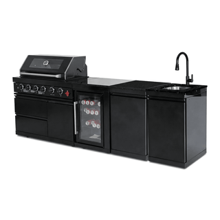 46" Outdoor Kitchen Island Gas Grill with 4 Burners, Refrigerator, Sink & Rotisserie – Stainless Steel BBQ Grill 72,000 BTU