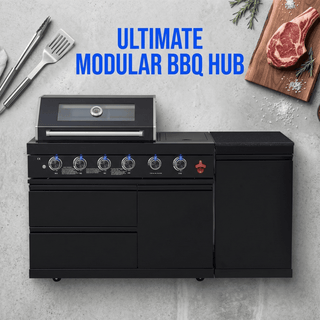 46-Inch 4-Burner 72,000 BTU Luxury Stainless Steel Gas Outdoor Kitchen Island with Round Side Burner, Rotisserie Kit & Granite Countertop