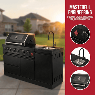 46-Inch 4-Burner 72,000 BTU Deluxe Stainless Steel Outdoor Kitchen Island with Side Burner & Rotisserie