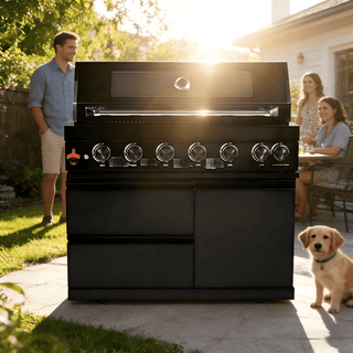 43" Outdoor Kitchen Island Gas Grill with 6 Burners & Infrared Rear Burner – Stainless Steel BBQ Grill 85,000 BTU