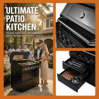 43" Outdoor Kitchen Island Gas Grill with 6 Burners & Infrared Rear Burner – Stainless Steel BBQ Grill 85,000 BTU