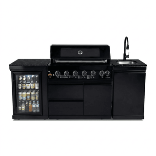 6 Burner Outdoor Kitchen Island Gas Grill with Refrigerator, Wine Cooler, Sink & Rotisserie – Stainless Steel BBQ Grill 85,000 BTU