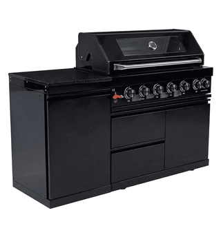 82" Outdoor Kitchen Island Gas Grill with 6 Burners, Rotisserie & Sink – Stainless Steel BBQ Grill 85,000 BTU