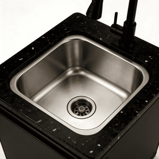 Stainless Steel Outdoor Kitchen Island Sink Cabinet with Faucet – Double Door Storage Cabinet for Outdoor Cooking