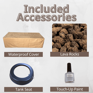 Outdoor Rectangle Propane Fire Pit Table 60inch, 60,000 BTU Concrete Fire Table with Waterproof Cover, Auto-Ignition, Free Lava Rocks