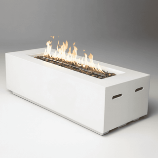 Outdoor Rectangle Propane Fire Pit Table 60inch, 60,000 BTU Concrete Fire Table with Waterproof Cover, Auto-Ignition, Free Lava Rocks