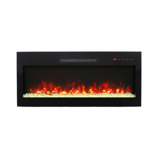 36/42 Inch Ultra-Thin Wall-Mounted Electric Fireplace with Tempered Glass, Multicolor Flames & Remote Control