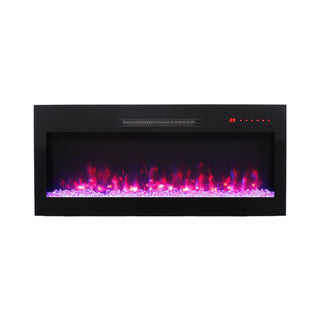 36/42 Inch Ultra-Thin Wall-Mounted Electric Fireplace with Tempered Glass, Multicolor Flames & Remote Control