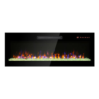 36/42 Inch Ultra-Thin Wall-Mounted Electric Fireplace with Tempered Glass, Multicolor Flames & Remote Control