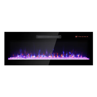 36/42 Inch Ultra-Thin Wall-Mounted Electric Fireplace with Tempered Glass, Multicolor Flames & Remote Control