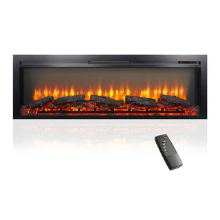 54-Inch Built-In Electric Fireplace Insert with Remote Control – Multi-Color Flame & Ember Effects, Dual Safety Protection