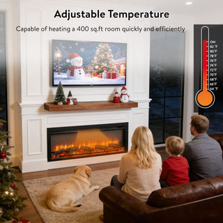 54-Inch Built-In Electric Fireplace Insert with Remote Control – Multi-Color Flame & Ember Effects, Dual Safety Protection