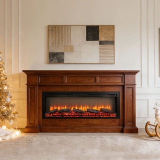 54-Inch Built-In Electric Fireplace Insert with Remote Control – Multi-Color Flame & Ember Effects, Dual Safety Protection