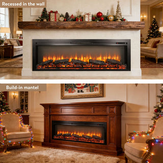 54-Inch Built-In Electric Fireplace Insert with Remote Control – Multi-Color Flame & Ember Effects, Dual Safety Protection