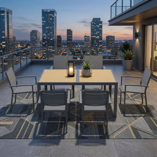 7-Piece 6-Seat Outdoor Patio Dining Set with Aluminum Table & Textilene Chairs