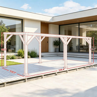 SkyHaven 20x10 FT Wood Lean-To Gazebo with Galvanized Steel Roof, Heavy-Duty Frame for Outdoor BBQ & Patio