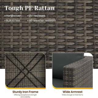 5-Piece All-Weather Wicker Patio Conversation Set With  Cushions and Glass Table