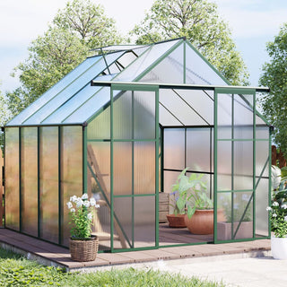 Double Door Polycarbonate Greenhouse Raised Base and Anchor Aluminum Heavy Duty Walk-in Greenhouses for Outdoor Backyard in All Season
