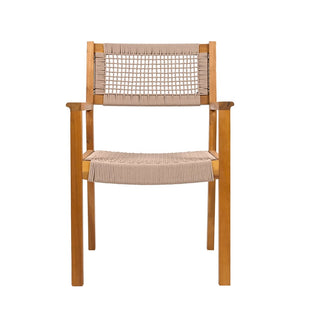 Stylish Acacia Wood And Rope Dining Chairs In Teak Finish (Set Of 2)