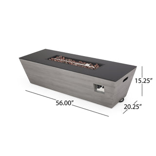 56" Rectangular MGO Propane Fire Pit – 50,000 BTU Outdoor Gas Fire Table