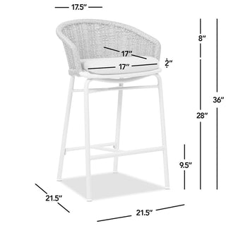28-Inch Wicker Back Outdoor Bar Stools Set Of 2 In Wheat Beige