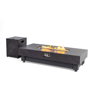 60-INCH FIRE PIT TABLE,Stone Outdoor Gas Fire Pit Table with Rain cover,Rectangular Heater for Patio, Backyard, Deck, Outdoor Modern Patio Fire Pit