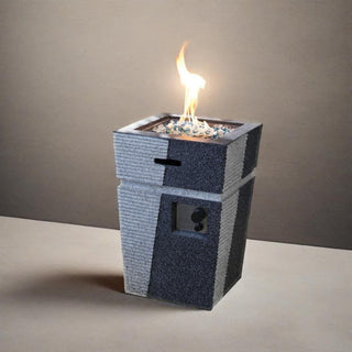 20" Propane Gas Fire Pit Table, 40000 BTU Square Concrete Fire Pit for Outside Patio Deck Garden Backyard-Light Gray