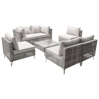 7-Piece Wicker Patio Conversation Set with Thick Cushions & Coffee Table | Outdoor Sectional Sofa for Backyard & Porch