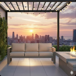 75 In All-Weather Metal 3-Seat Patio Sofa Couch with Thick Cushions & Frame