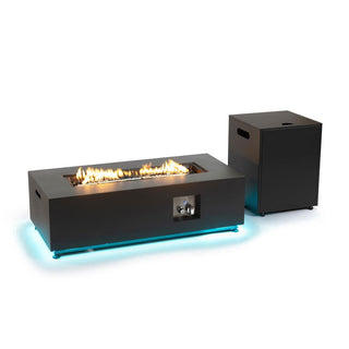 LED Propane Fire Pit Table with 6 Color Options & Hidden Tank Holder