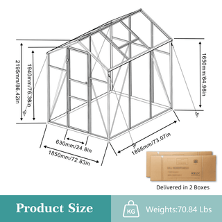 Walk-In Polycarbonate Greenhouse with Raised Base & Anchor Kit – Heavy-Duty Aluminum Greenhouse for Outdoor Backyard, All Seasons