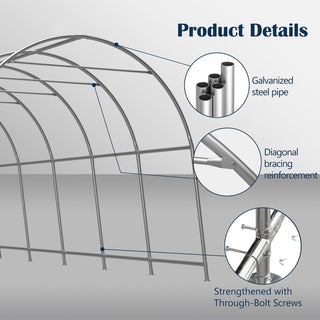 Heavy Duty Anti-Snow 10x20/12x20 FT Carport, Commercial Grade Steel Frame Portable Garage Canopy with Vented Waterproof Roof for Car/Boat/RV Storage