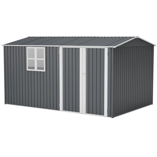 8x12 FT Heavy-Duty Metal Outdoor Storage Shed with Window & 4 Air Vents for Backyard and Garden